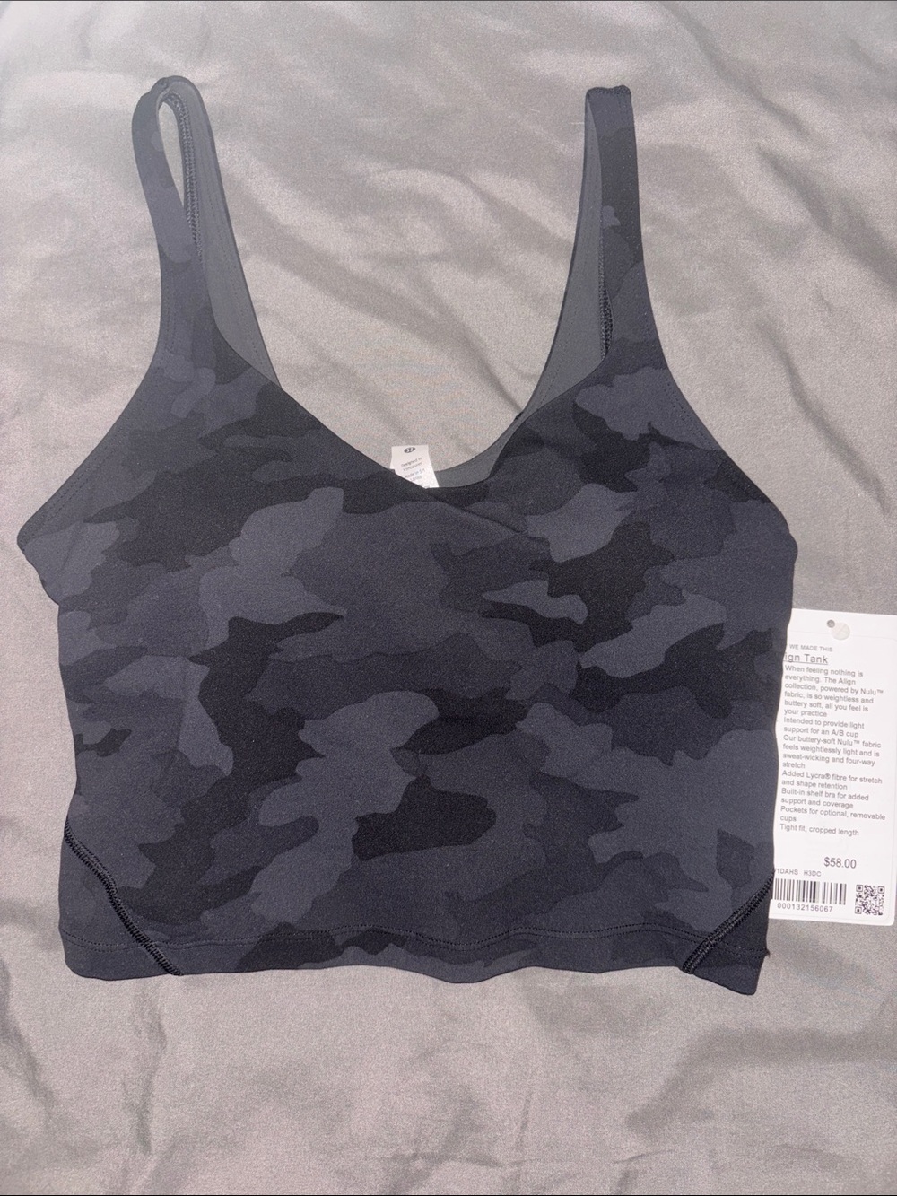 lululemon Dark Gray Camo Scoop Bralette tank top